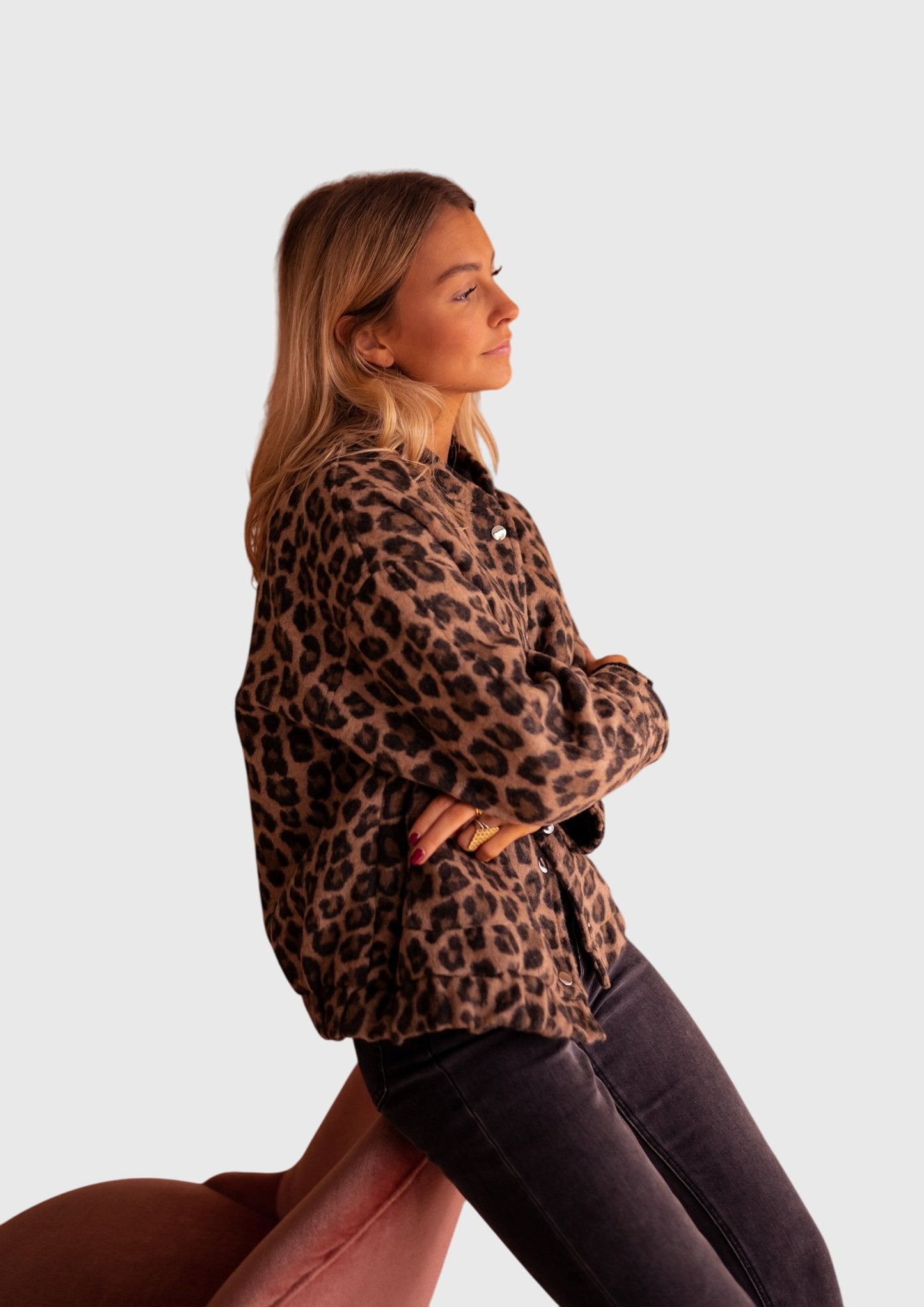 Elysia Women's Jacket featuring a tailored silhouette and stylish leopard print design, perfect for adding a bold touch to any outfit. 8