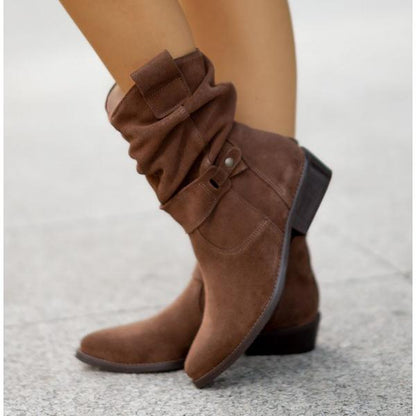 Elysia Women's Mid-Calf Slouch Boots in black, featuring a stylish slouch design and soft supportive comfort for all-day wear. 3