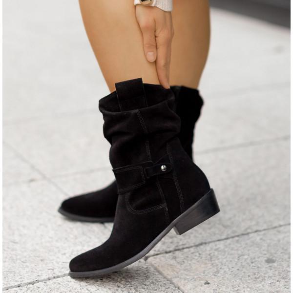 Elysia Women's Mid-Calf Slouch Boots in black, featuring a stylish slouch design and soft supportive comfort for all-day wear. 4
