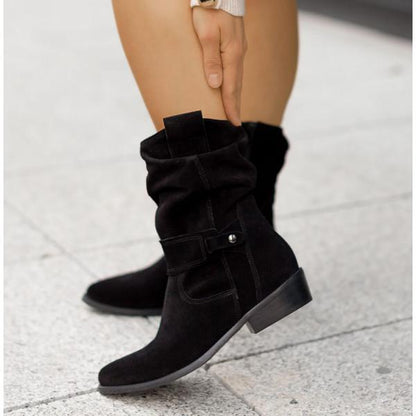 Elysia Women's Mid-Calf Slouch Boots in black, featuring a stylish slouch design and soft supportive comfort for all-day wear. 4