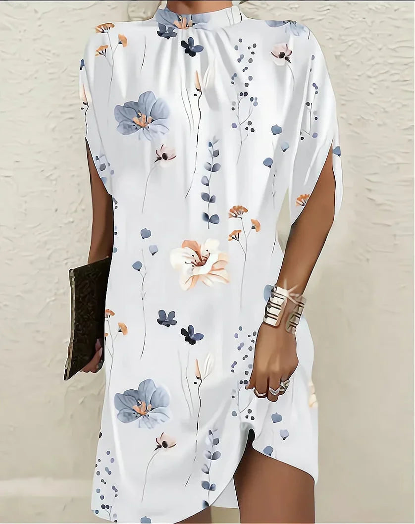 Elysia Women’s Mini Dress featuring elegant batwing sleeves and a stylish pleated collar, perfect for evening events and special occasions. 2