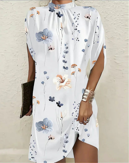 Elysia Women’s Mini Dress featuring elegant batwing sleeves and a stylish pleated collar, perfect for evening events and special occasions. 2