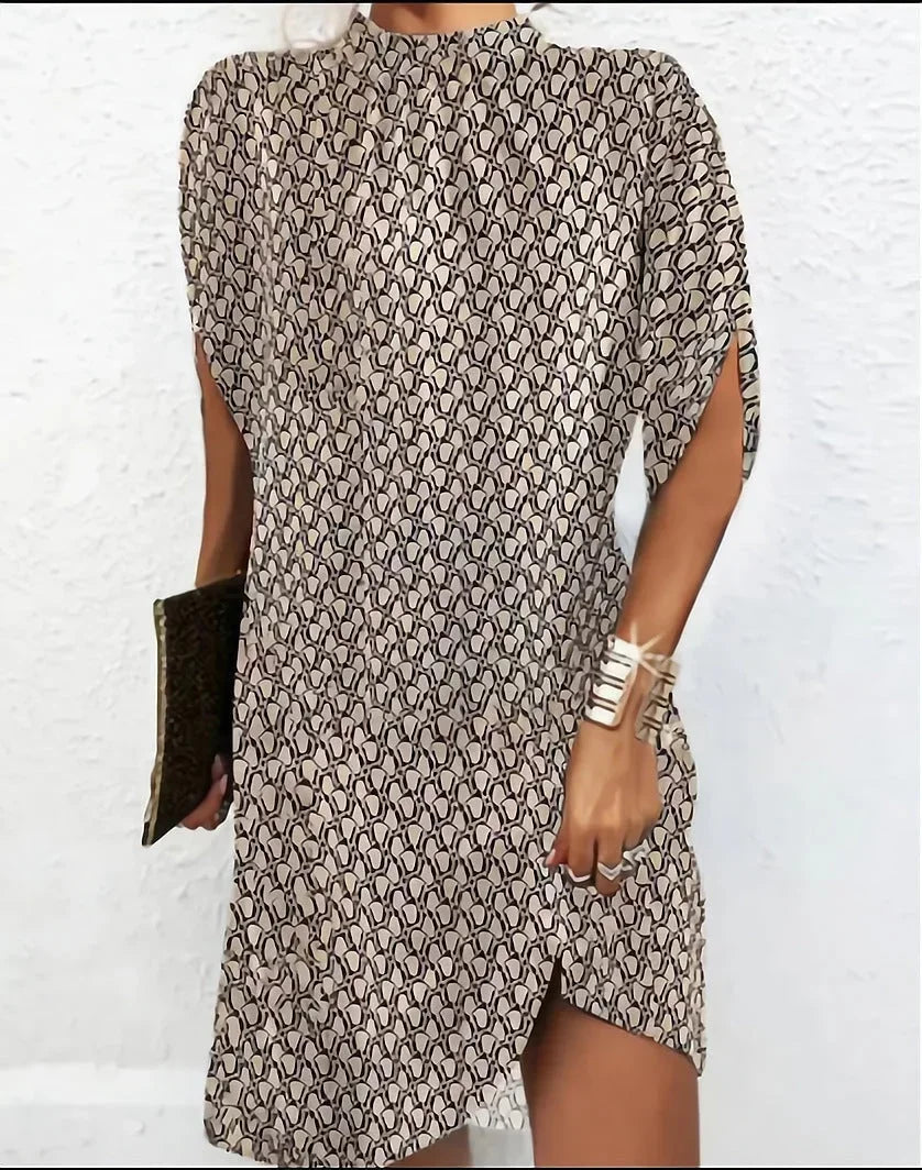 Elysia Women’s Mini Dress featuring elegant batwing sleeves and a stylish pleated collar, perfect for evening events and special occasions. 3