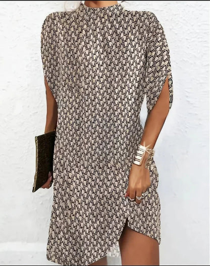 Elysia Women’s Mini Dress featuring elegant batwing sleeves and a stylish pleated collar, perfect for evening events and special occasions. 3