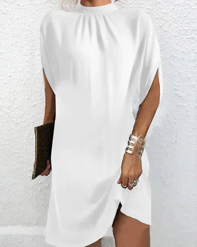 Elysia Women’s Mini Dress featuring elegant batwing sleeves and a stylish pleated collar, perfect for evening events and special occasions. 5