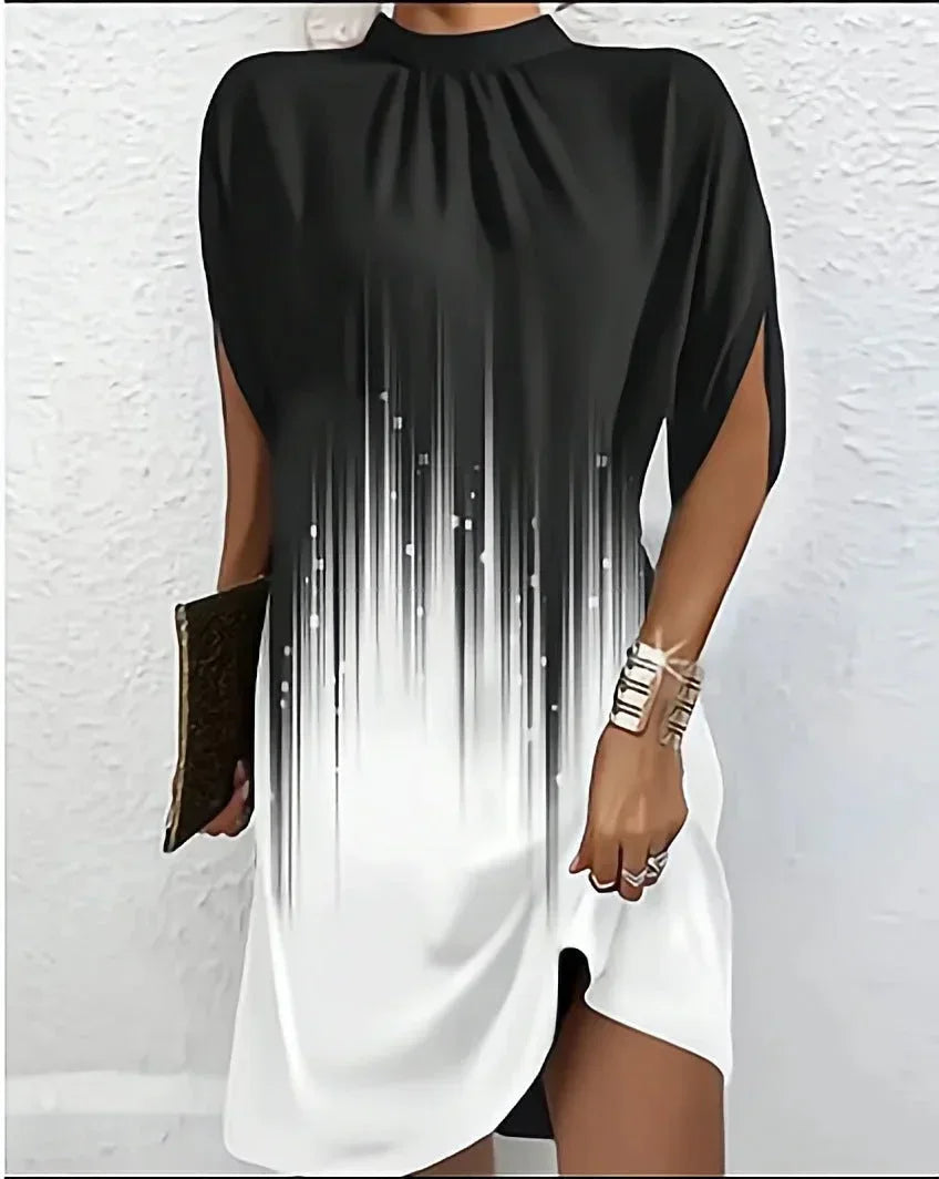 Elysia Women’s Mini Dress featuring elegant batwing sleeves and a stylish pleated collar, perfect for evening events and special occasions. 9