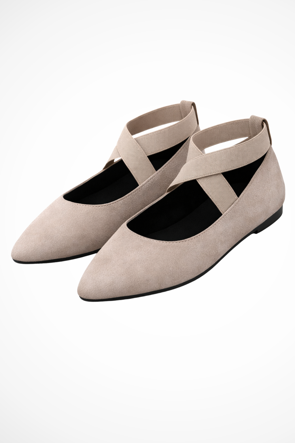Ember Women’s Ballet Flats featuring a pointed toe design and stylish cross ankle straps, perfect for everyday wear and elegant occasions. 0