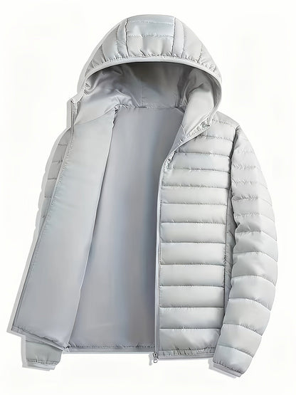Evelyn Men's Quilted Hooded Jacket featuring lightweight insulation and a stylish casual design, perfect for outdoor activities and everyday wear. 1