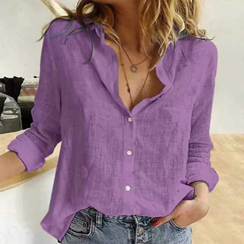 Evelyn Women’s White Shirt with Long Sleeves and Flattering Fit, perfect for versatile styling and comfortable wear. 3