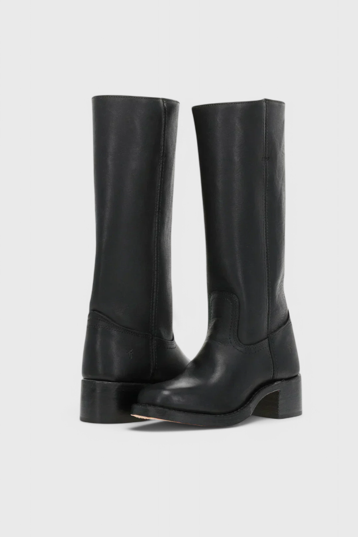 Fenella Women's Knee-High Heeled Boots in classic black, showcasing elegant design and comfortable fit for stylish all-day wear. 3
