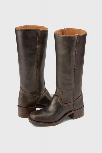 Fenella Women's Knee-High Heeled Boots in classic black, showcasing elegant design and comfortable fit for stylish all-day wear. 5