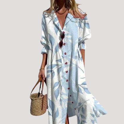 Flora Women’s Maxi Dress featuring a stylish button front and vibrant floral print, perfect for summer outings and casual events. 4