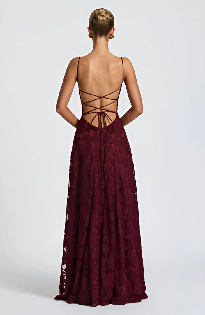 Flora Women’s Maxi Dress featuring thin straps and a vibrant floral pattern, perfect for summer outings and special occasions. 6