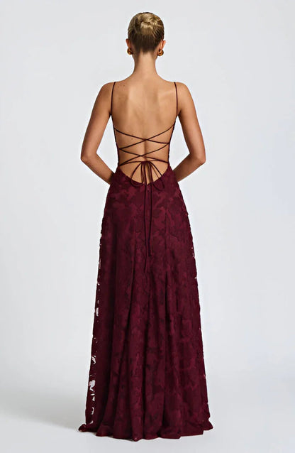 Flora Women’s Maxi Dress featuring thin straps and a vibrant floral pattern, perfect for summer outings and special occasions. 6