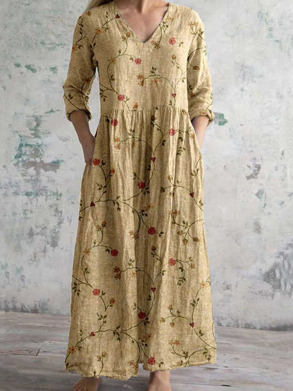 Flora Women’s Maxi Dress featuring a stylish V-neckline and rolled sleeves, perfect for casual outings and summer events. 4