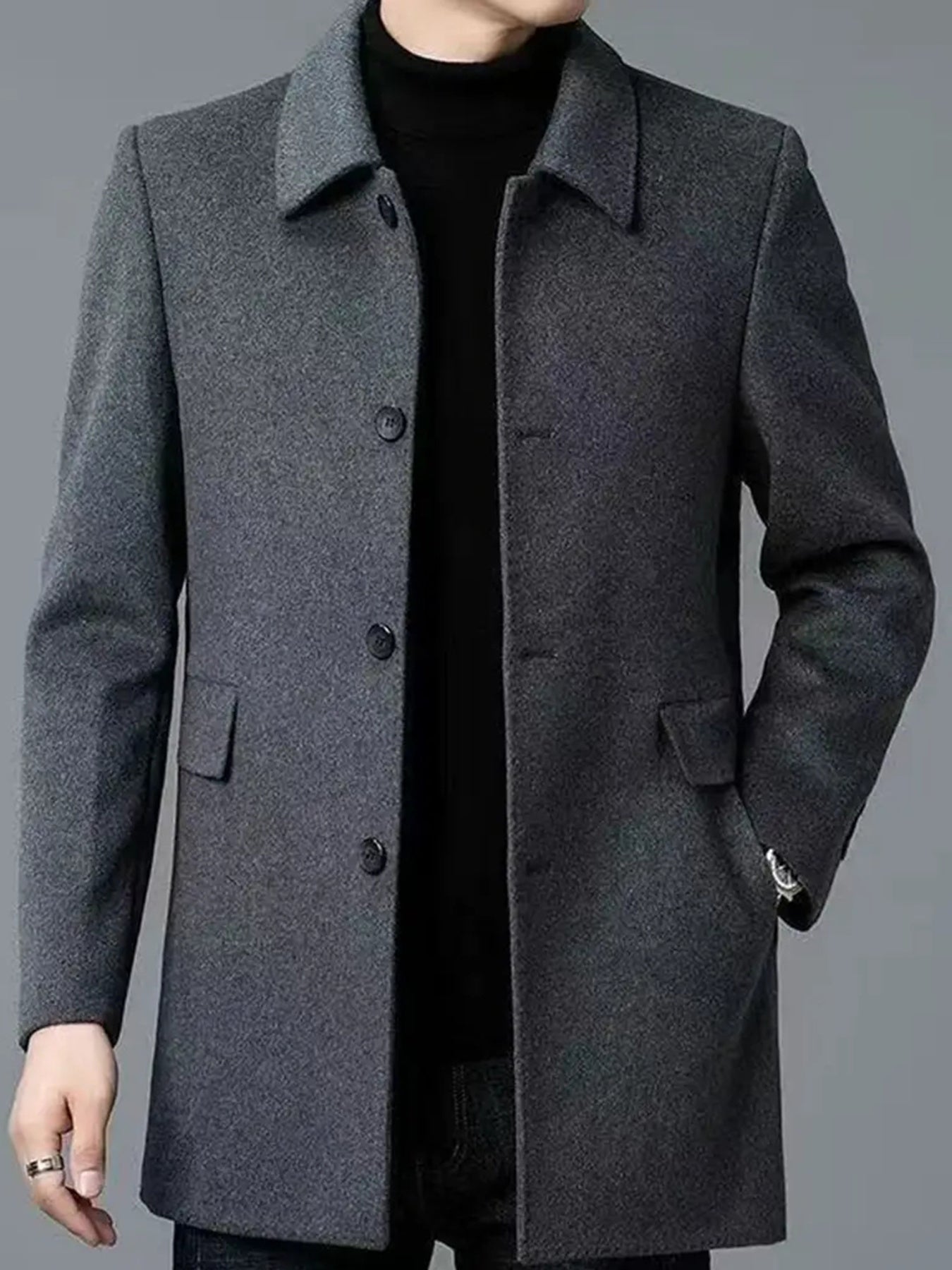 Franklin Men's Single-Breasted Coat featuring a tailored fit and timeless design, perfect for formal occasions and stylish layering. 0