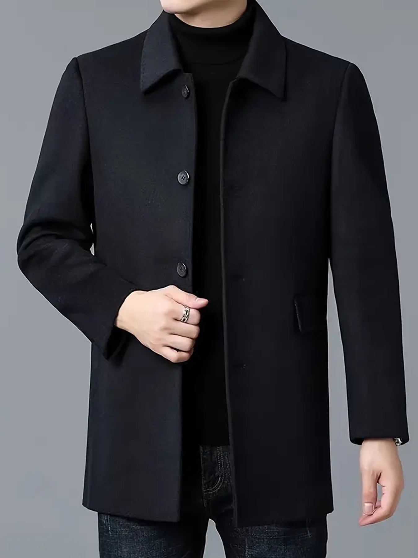 Franklin Men's Single-Breasted Coat featuring a tailored fit and timeless design, perfect for formal occasions and stylish layering. 1