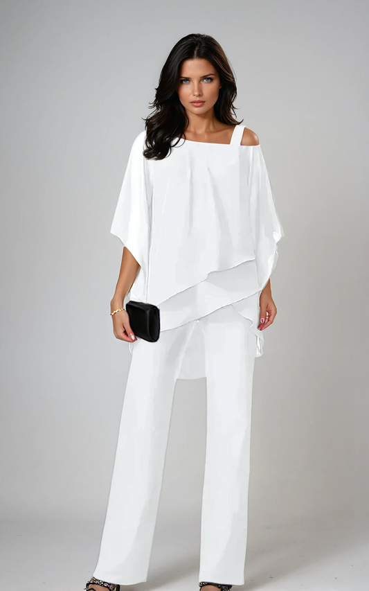 Gena Women’s Two-Piece Layered Set featuring wide-leg pants and a flowing top, perfect for stylish and comfortable outfits. 0