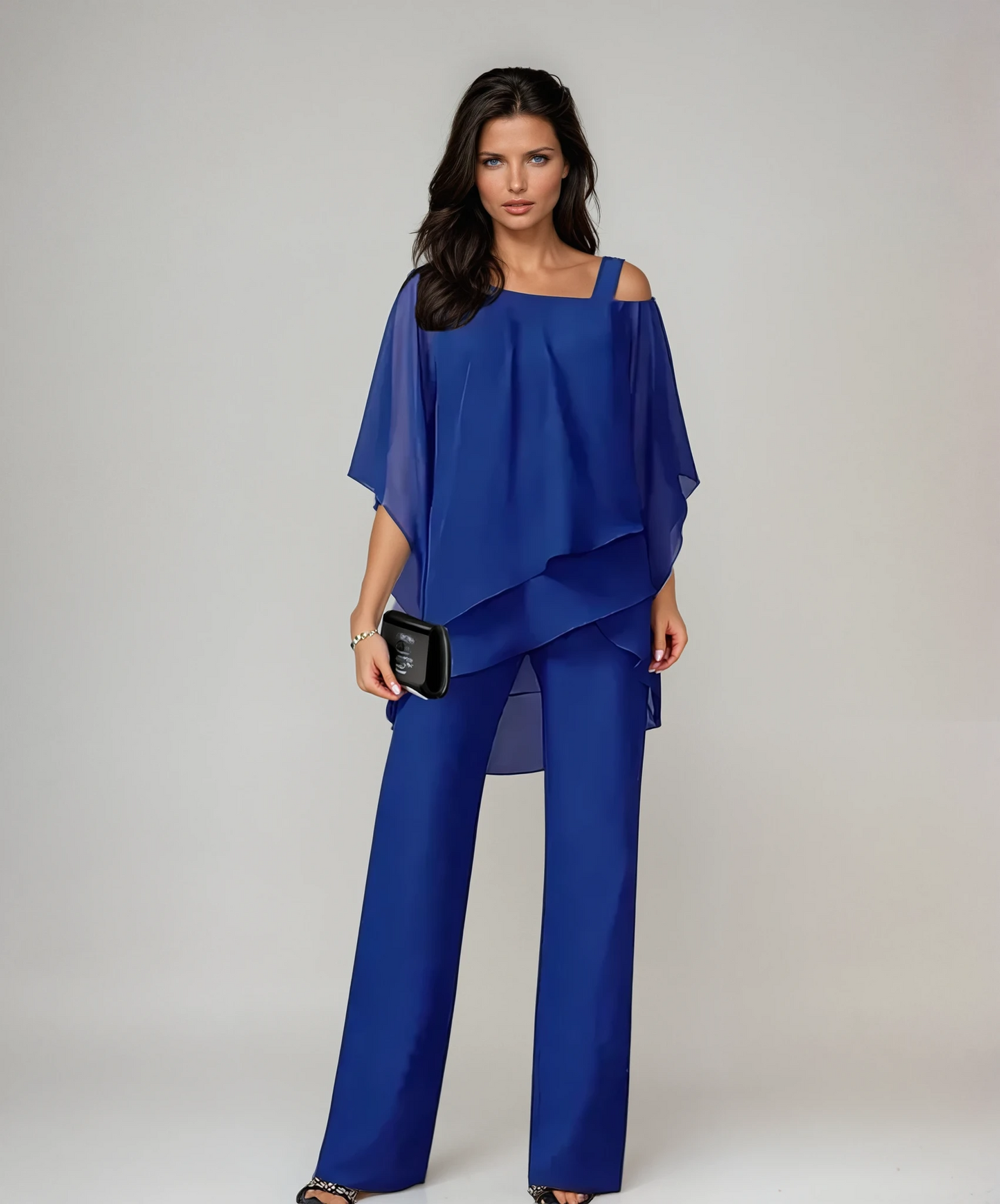 Gena Women’s Two-Piece Layered Set featuring wide-leg pants and a flowing top, perfect for stylish and comfortable outfits. 2