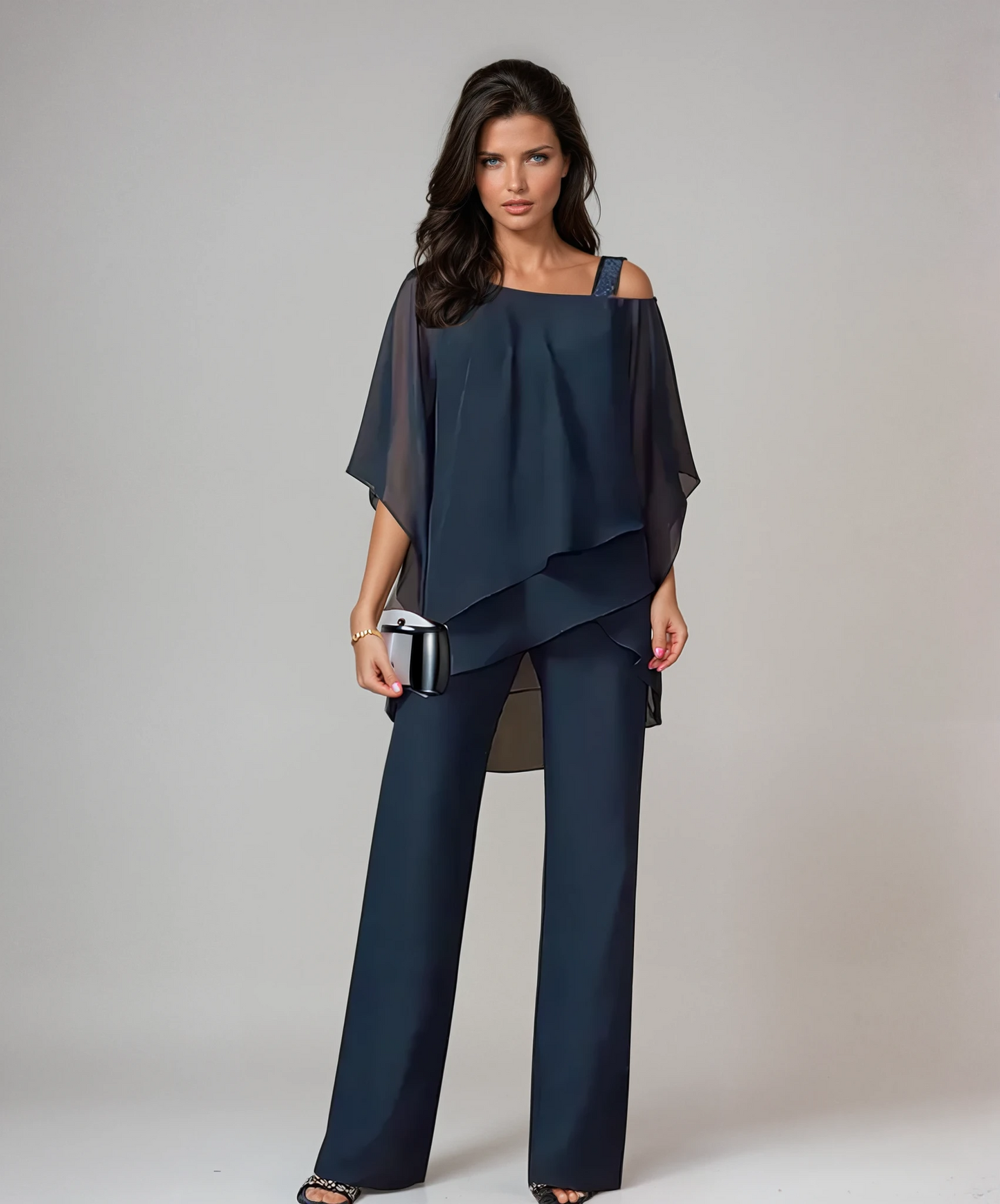 Gena Women’s Two-Piece Layered Set featuring wide-leg pants and a flowing top, perfect for stylish and comfortable outfits. 3
