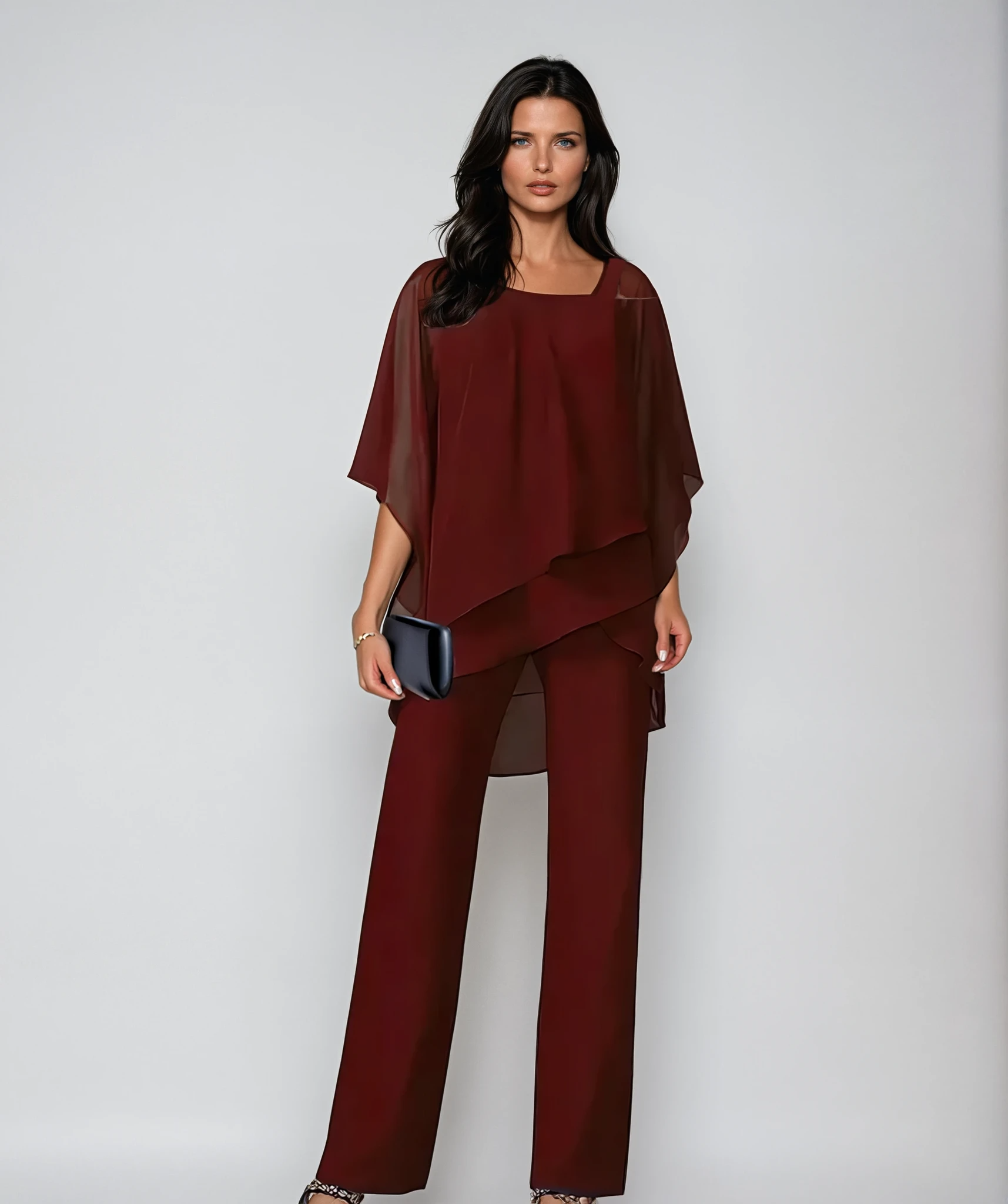Gena Women’s Two-Piece Layered Set featuring wide-leg pants and a flowing top, perfect for stylish and comfortable outfits. 4