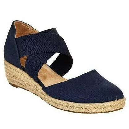 Grace Women’s Orthopedic Flat Shoes featuring non-slip soles and stylish crossed straps, designed for comfort and support. 0