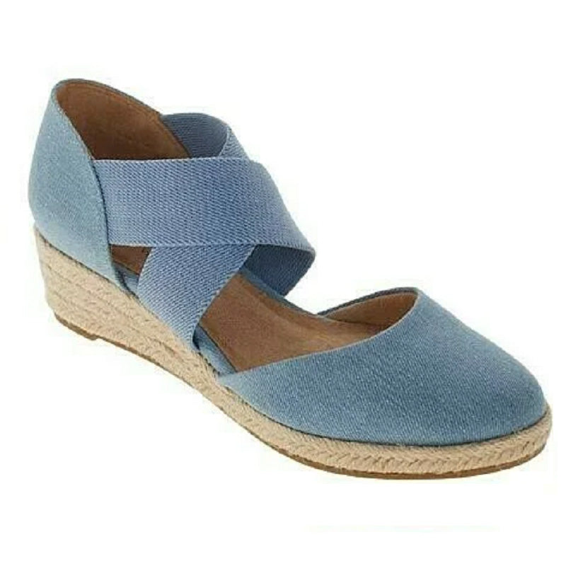 Grace Women’s Orthopedic Flat Shoes featuring non-slip soles and stylish crossed straps, designed for comfort and support. 2