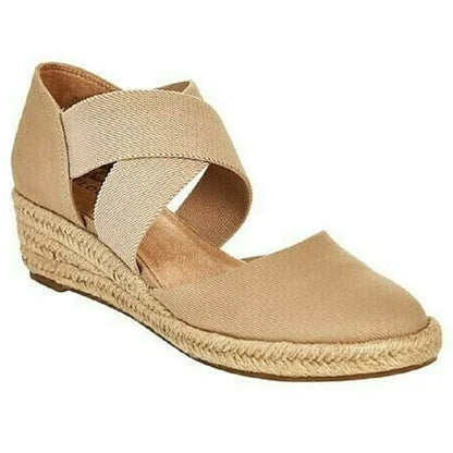 Grace Women’s Orthopedic Flat Shoes featuring non-slip soles and stylish crossed straps, designed for comfort and support. 5