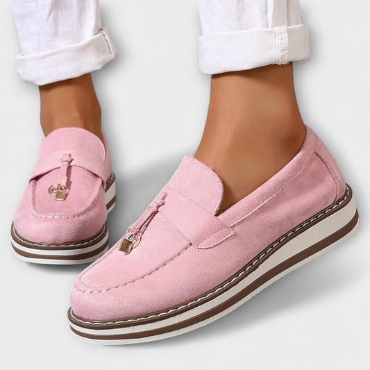 Hanna Women’s Loafers featuring a classic round-toe design and slip-on convenience, perfect for casual and professional settings. 0