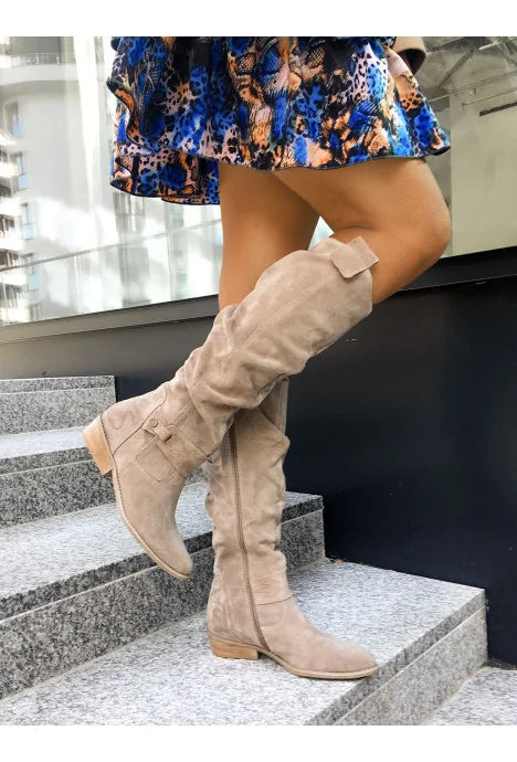 Harper Women’s Knee High Boots featuring a stylish zipper closure and soft plush lining for comfort and warmth, perfect for fall and winter fashion. 0