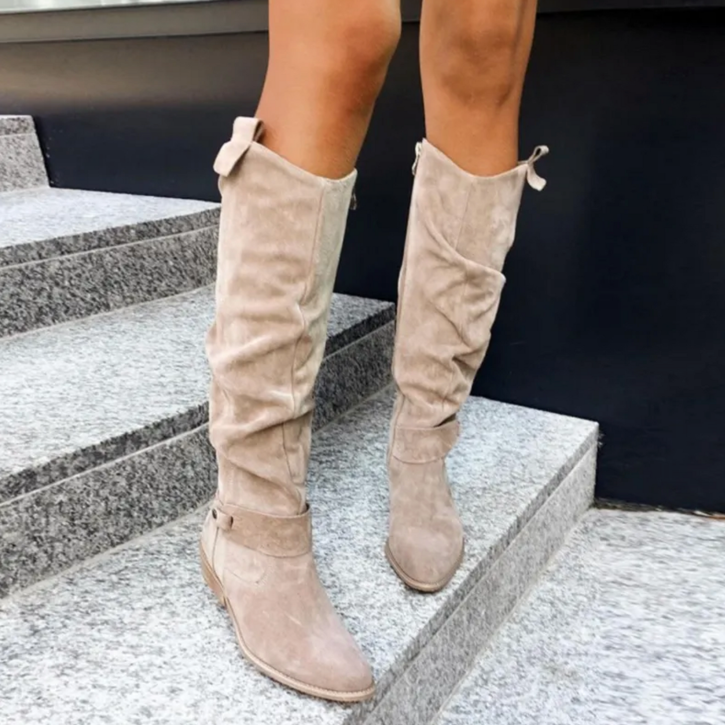 Harper Women’s Knee High Boots featuring a stylish zipper closure and soft plush lining for comfort and warmth, perfect for fall and winter fashion. 1