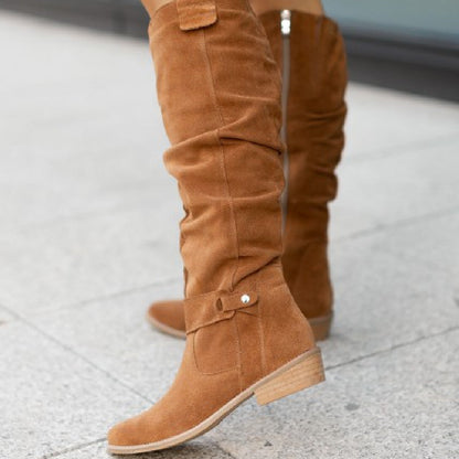 Harper Women’s Knee High Boots featuring a stylish zipper closure and soft plush lining for comfort and warmth, perfect for fall and winter fashion. 4