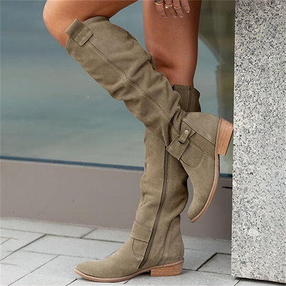Harper Women’s Knee High Boots featuring a stylish zipper closure and soft plush lining for comfort and warmth, perfect for fall and winter fashion. 5