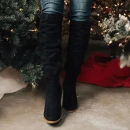 Harper Women’s Knee High Boots featuring a stylish zipper closure and soft plush lining for comfort and warmth, perfect for fall and winter fashion. 6