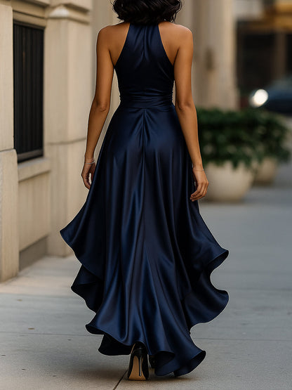 Haven Women’s Dress featuring a stylish halter neckline and elegant high-low hem, perfect for wedding guests and summer events. 3