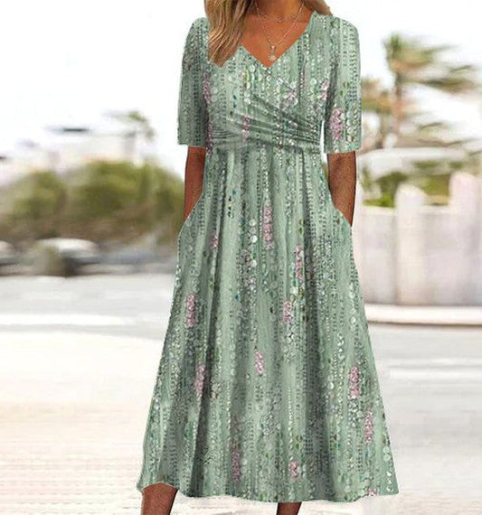 Haven Women’s Summer Dress featuring a stylish A-Line silhouette and vibrant floral design, perfect for warm-weather outings and casual gatherings. 0