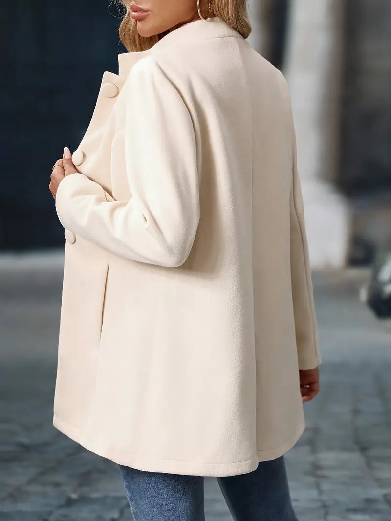 Helene Women's Stand-Collar Button Coat featuring a tailored fit and classic design, perfect for stylish winter layering. 6