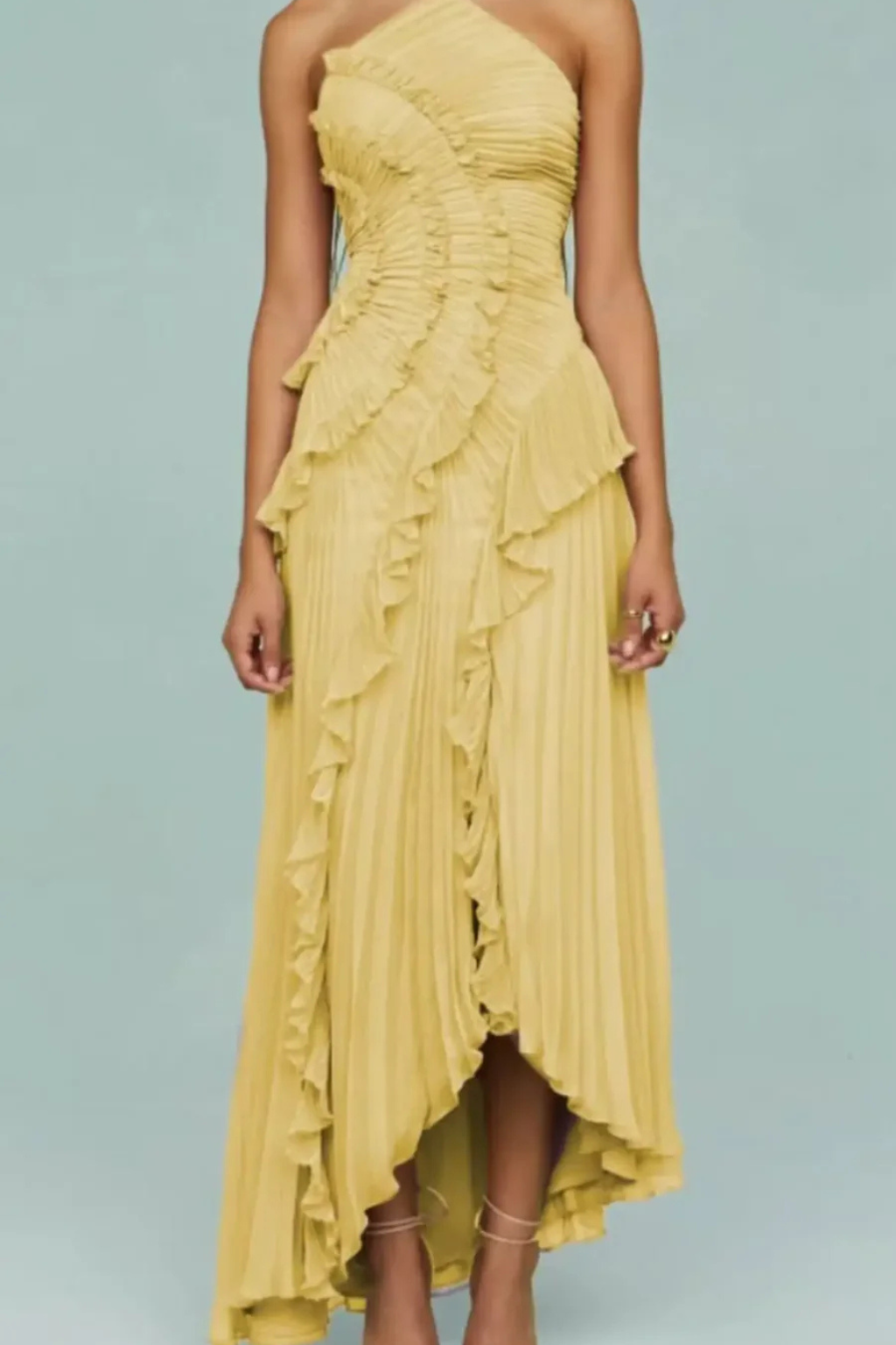 Imara Women’s Maxi Dress featuring a stylish halter neck design and elegant layered ruffle panels, perfect for summer outings and special occasions. 6