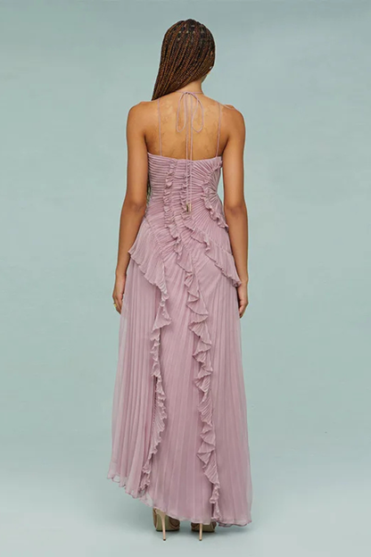 Imara Women’s Maxi Dress featuring a stylish halter neck design and elegant layered ruffle panels, perfect for summer outings and special occasions. 8