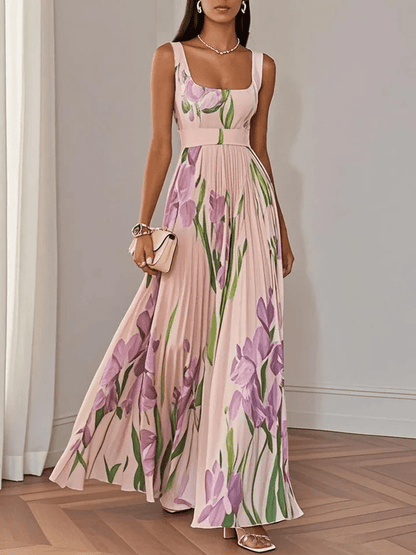 Ivana Women's Maxi Dress featuring a stylish pleated design and elegant square neckline, perfect for summer outings and special occasions. 6