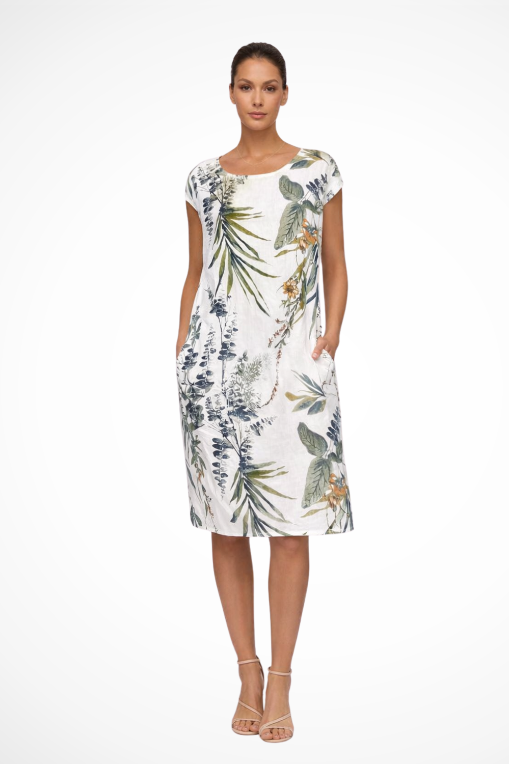 Ivy Women’s Summer Dress featuring a vibrant botanical print and a comfortable relaxed fit, perfect for warm-weather outings. 0