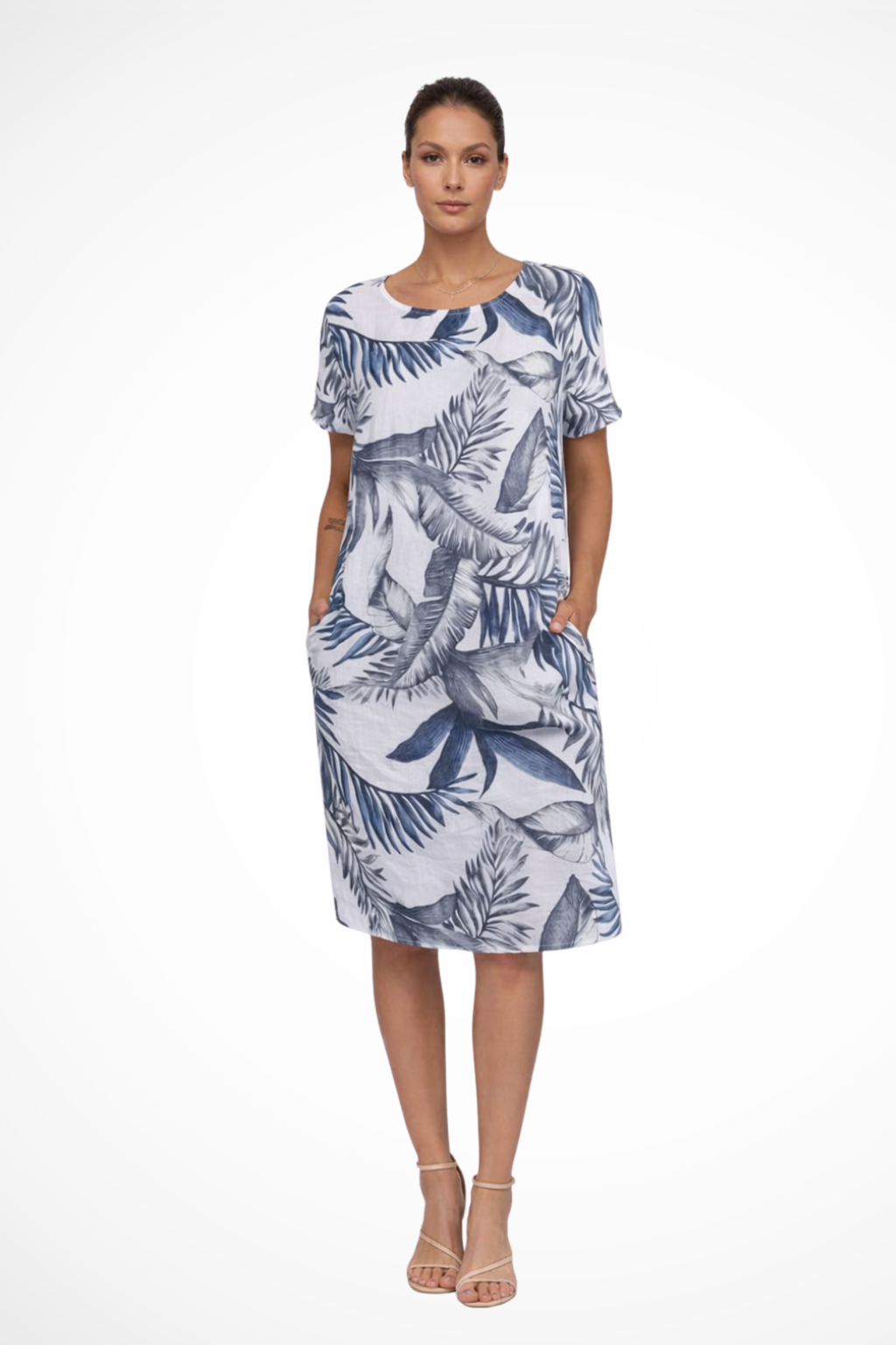 Ivy Women’s Summer Dress featuring a vibrant botanical print and a comfortable relaxed fit, perfect for warm-weather outings. 1