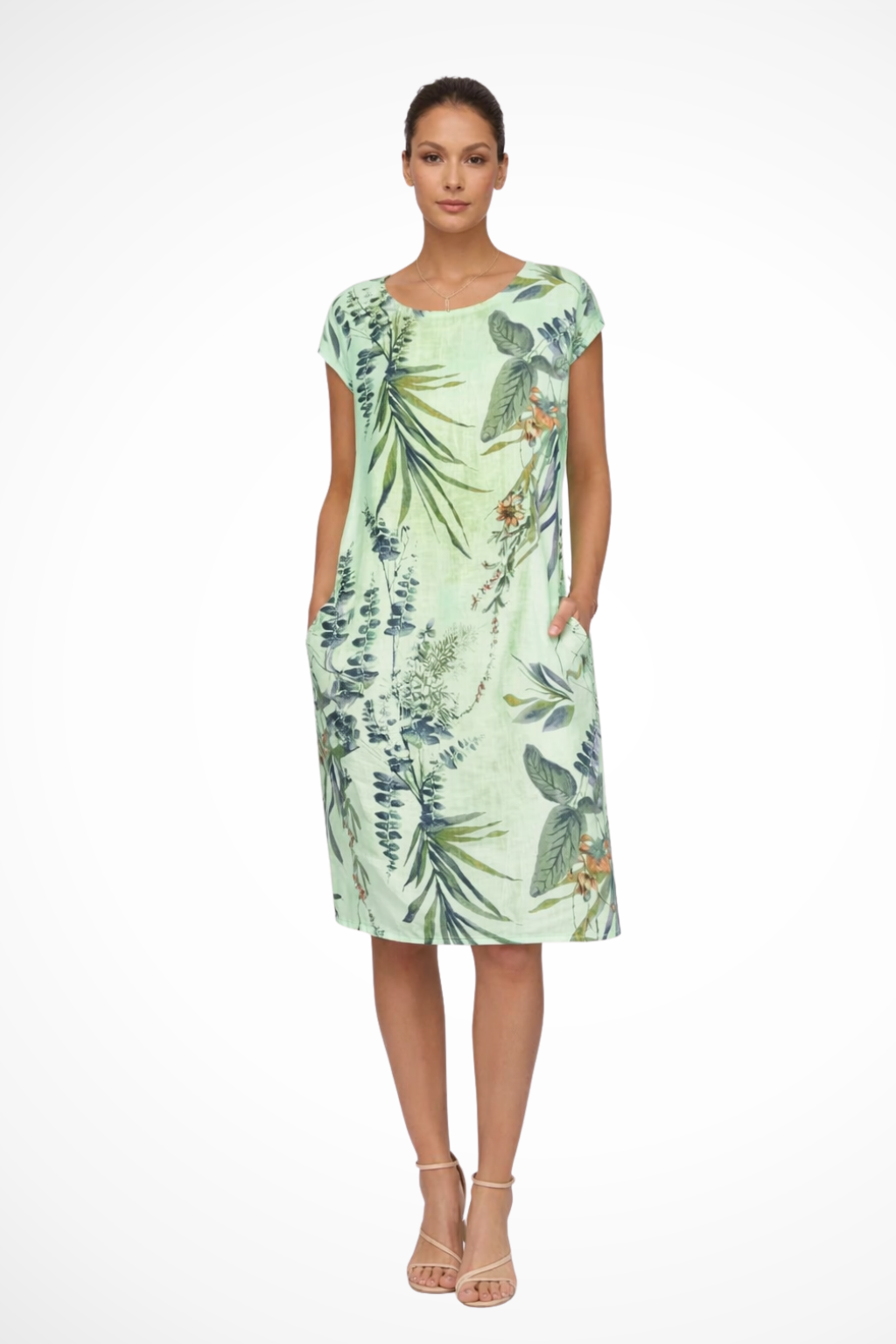 Ivy Women’s Summer Dress featuring a vibrant botanical print and a comfortable relaxed fit, perfect for warm-weather outings. 6