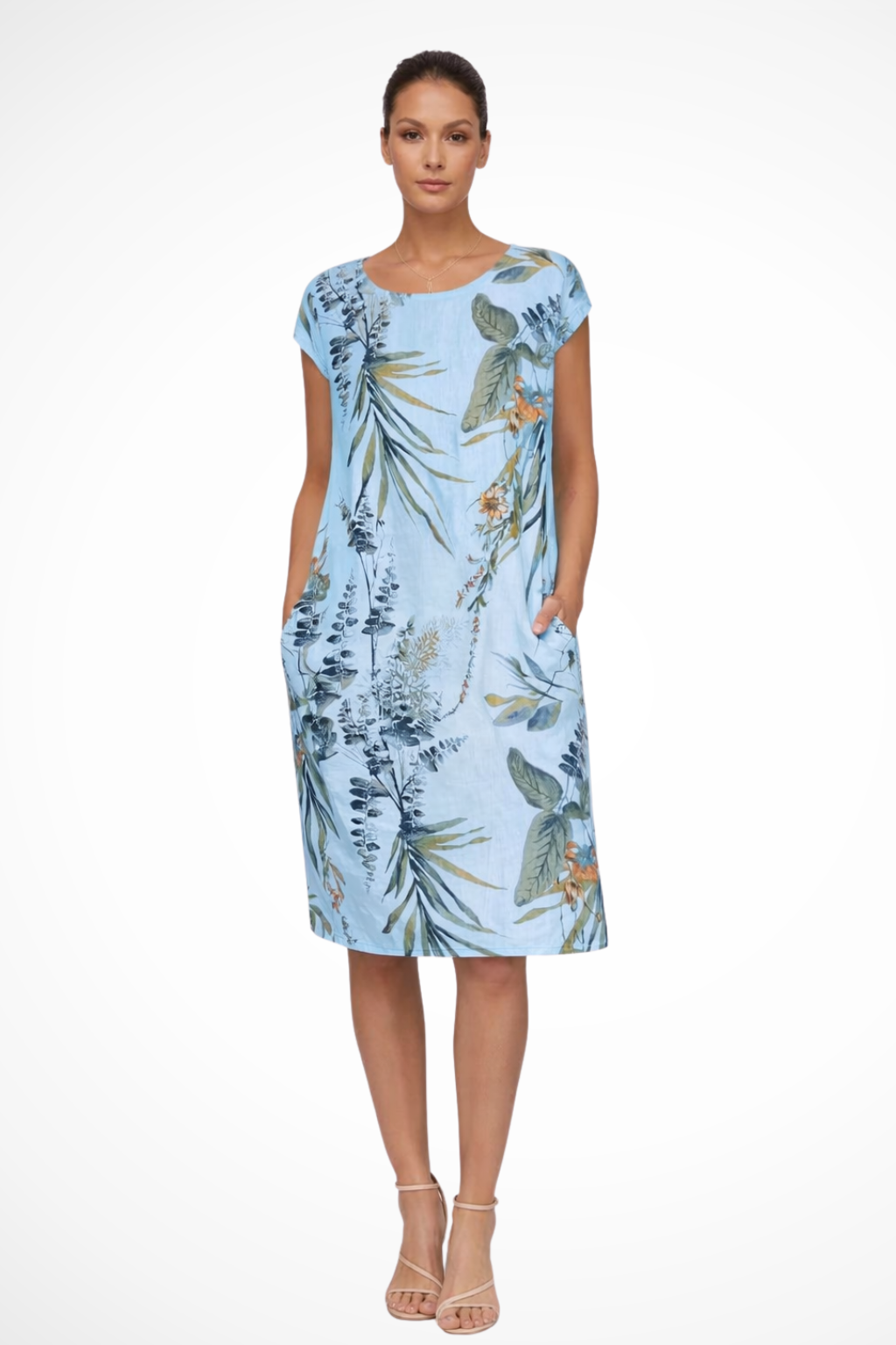 Ivy Women’s Summer Dress featuring a vibrant botanical print and a comfortable relaxed fit, perfect for warm-weather outings. 7