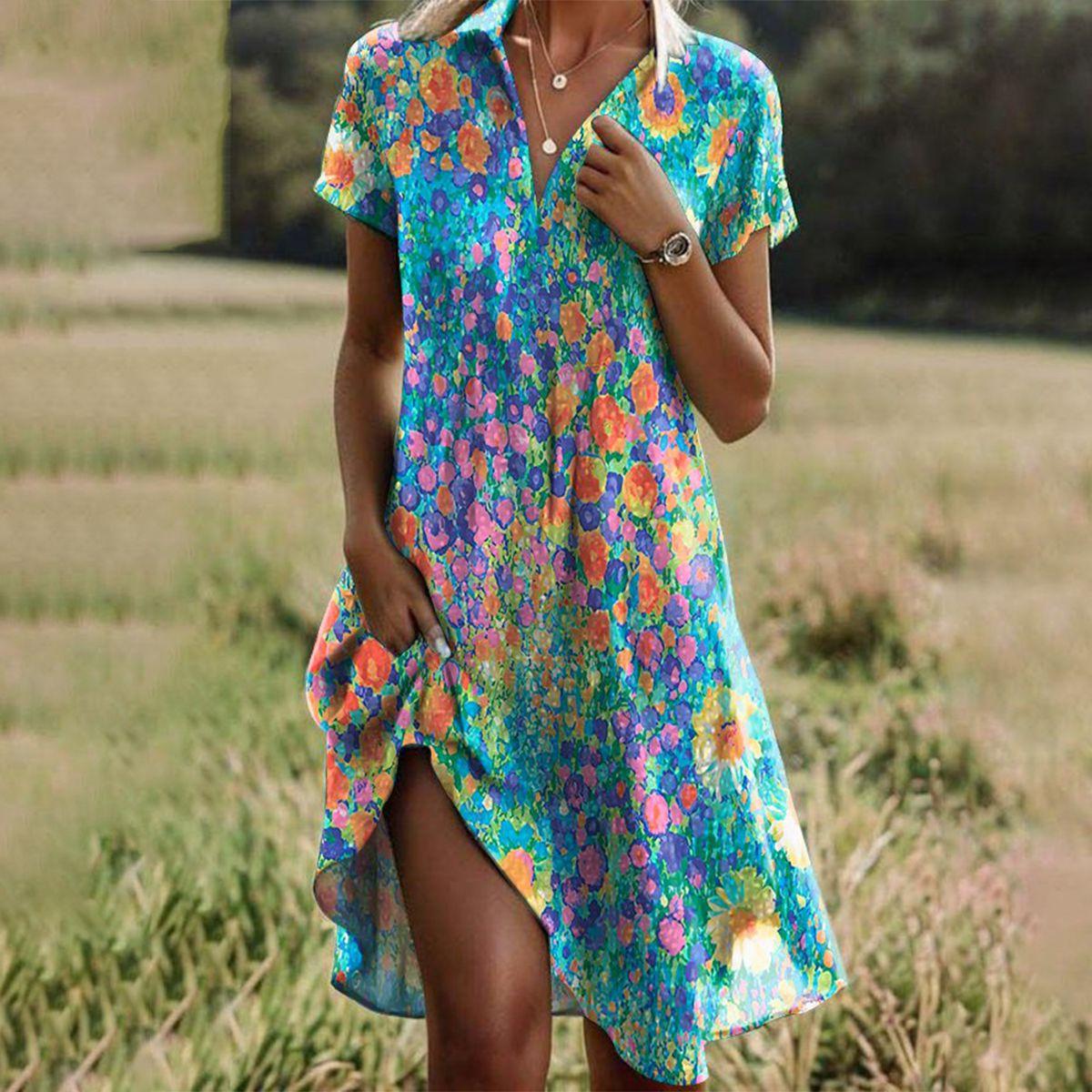 Jovial Women's Summer Dress featuring a flowing silhouette and intricate Bohemian details, perfect for warm weather outings. 0