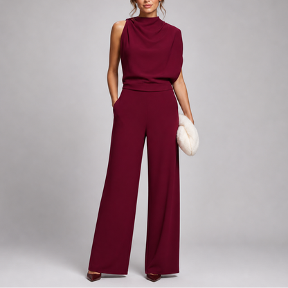 Juno Women’s Jumpsuit featuring a sleeveless high neck design and stylish wide-leg trousers, perfect for casual or formal occasions. 6
