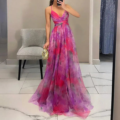 Kara Women’s Maxi Dress featuring a vibrant floral print and adjustable back closure, perfect for summer outings and special occasions. 3