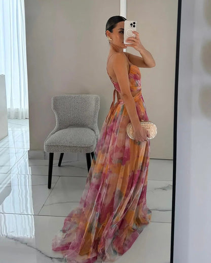 Kara Women’s Maxi Dress featuring a vibrant floral print and adjustable back closure, perfect for summer outings and special occasions. 5