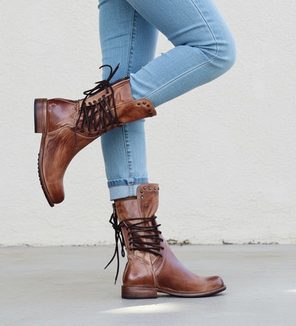 Kendra Women’s Boots featuring a stylish lace-up design and a convenient back zipper for easy wear, perfect for any casual or chic outfit. 1