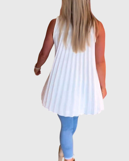 Lina Women’s Sleeveless Top featuring stylish ruffles and a chic lapel collar, perfect for casual or formal occasions. 3